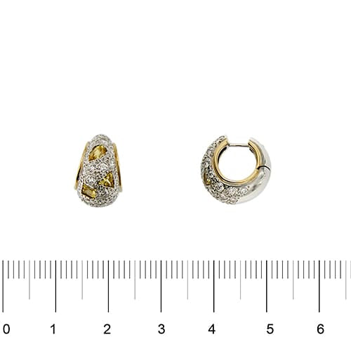 Pomellato Schegge - Boucles d'oreilles en or jaune et blanc, diamants et saphirs 58 Facettes 38310