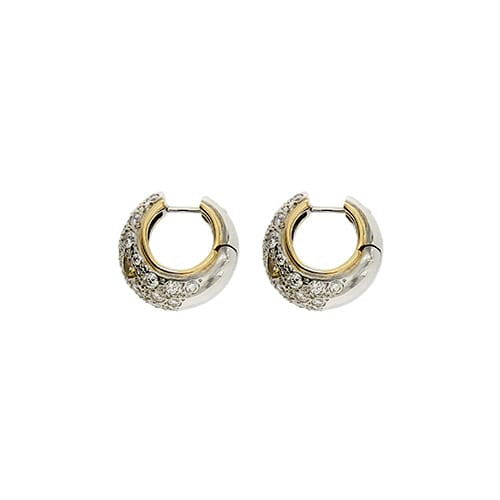 Pomellato Schegge - Boucles d'oreilles en or jaune et blanc, diamants et saphirs 58 Facettes 38310