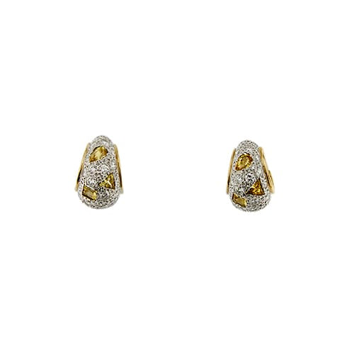 Pomellato Schegge - Boucles d'oreilles en or jaune et blanc, diamants et saphirs 58 Facettes 38310