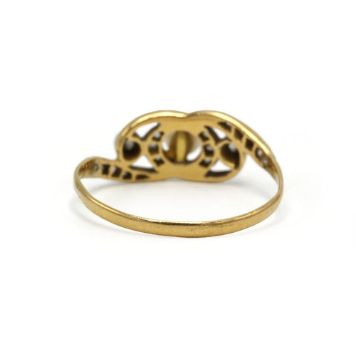 57 Bague Belle Époque en or jaune, platine, perle et diamants 58 Facettes 260229R