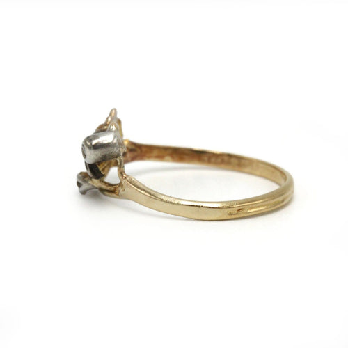 49 Art Nouveau - Bague en or jaune, argent, diamants et pierre noire 58 Facettes 260230R