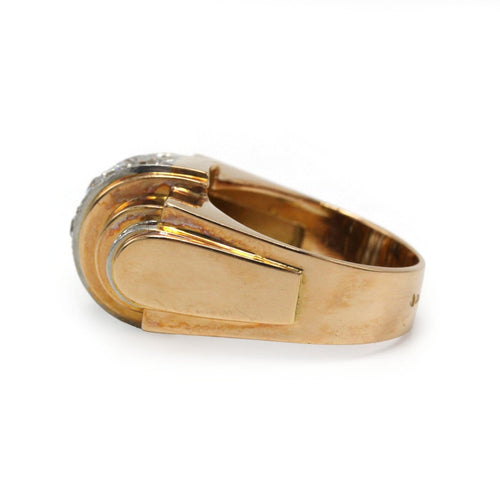 58 Bague Tank - Bague en or jaune, platine et diamants 58 Facettes 260232R