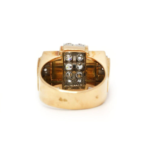 58 Bague Tank - Bague en or jaune, platine et diamants 58 Facettes 260232R