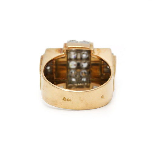 58 Bague Tank - Bague en or jaune, platine et diamants 58 Facettes 260232R
