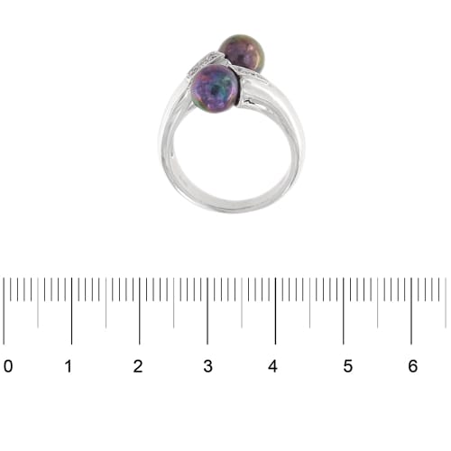 Bague 55 Bague contrariée en or blanc 18 ct avec perles de Tahiti et diamants 58 Facettes 28697
