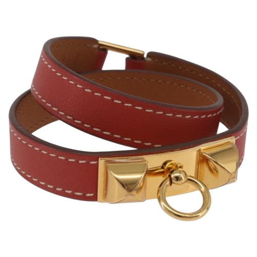 Bracelet Hermès Rivale Double Tour - Bracelet en cuir rouge 58 Facettes s7ivtb4e40