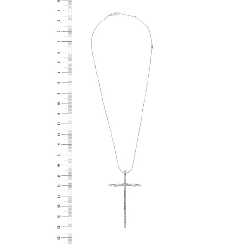 Collier Recarlo - Collier croix double en or blanc 18 ct et diamants 58 Facettes 26524