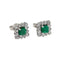 Boucles d'oreilles Boucles d'oreilles - Clous carrés en or blanc 18 ct, émeraudes et diamants 58 Facettes 1609