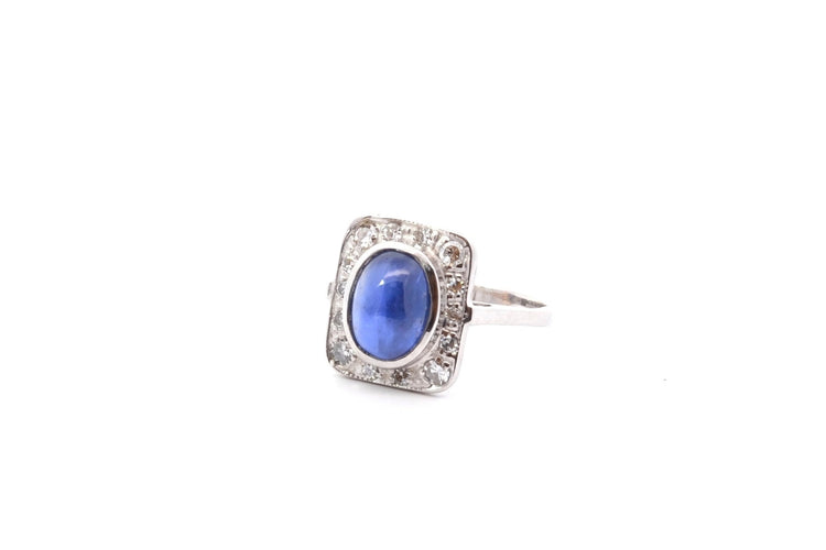 Bague 53 Bague vintage saphir cabochon et diamants 58 Facettes 25111