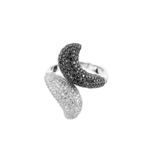 Bague Bague contrariée en or blanc 18 ct pavée de diamants 58 Facettes 29142