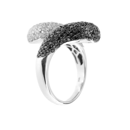 Bague Bague contrariée en or blanc 18 ct pavée de diamants 58 Facettes 29142
