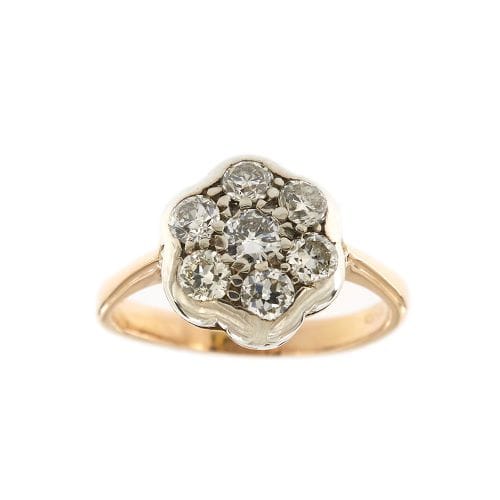Bague 54 Bague fleur - Diamants en or blanc et or rose 18 ct 58 Facettes 31303