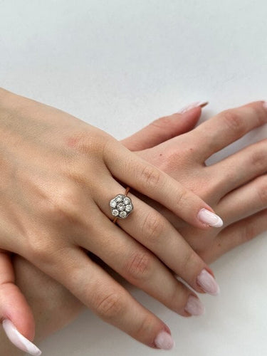 Bague 54 Bague fleur - Diamants en or blanc et or rose 18 ct 58 Facettes 31303