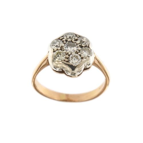 Bague 54 Bague fleur - Diamants en or blanc et or rose 18 ct 58 Facettes 31303
