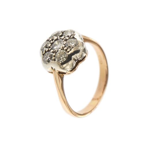 Bague 54 Bague fleur - Diamants en or blanc et or rose 18 ct 58 Facettes 31303