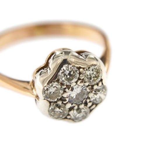 Bague 54 Bague fleur - Diamants en or blanc et or rose 18 ct 58 Facettes 31303