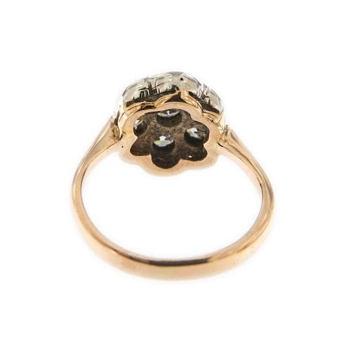 Bague 54 Bague fleur - Diamants en or blanc et or rose 18 ct 58 Facettes 31303
