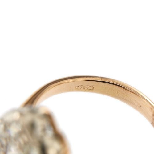 Bague 54 Bague fleur - Diamants en or blanc et or rose 18 ct 58 Facettes 31303