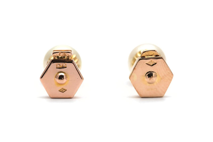 Boucles d'oreilles Boucles d'oreilles contemporaines en or jaune 18 carats et perles 58 Facettes 24012