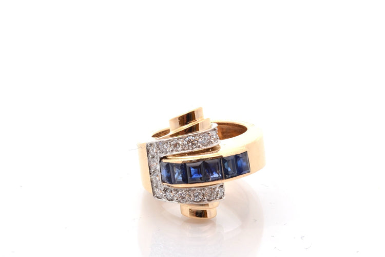 Bague 49 Boucheron - Bague vintage en or 18k saphirs et diamants 58 Facettes 26775
