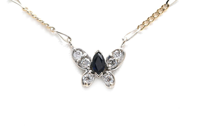 Collier Collier contemporain en or jaune et blanc 18 carats, saphir et diamants taille brillant 58 Facettes 23958
