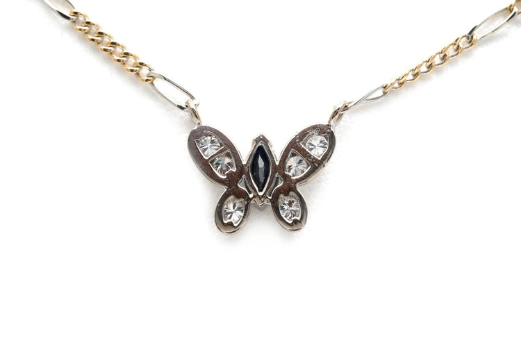 Collier Collier contemporain en or jaune et blanc 18 carats, saphir et diamants taille brillant 58 Facettes 23958