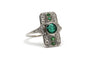 Bague 51 Art déco - Bague en or blanc, émeraudes et diamants 58 Facettes 24043