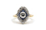 Bague 49 Art déco - Bague en or jaune et blanc 18 carats, diamants et saphirs 58 Facettes 24042