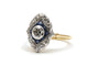 Bague 49 Art déco - Bague en or jaune et blanc 18 carats, diamants et saphirs 58 Facettes 24042