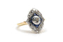 Bague 49 Art déco - Bague en or jaune et blanc 18 carats, diamants et saphirs 58 Facettes 24042