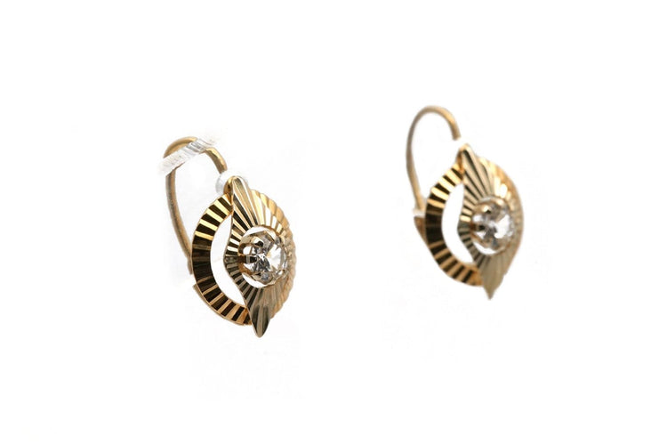 Boucles d'oreilles Art Déco - Boucles d'oreilles en or jaune et saphirs de synthèse 58 Facettes B930