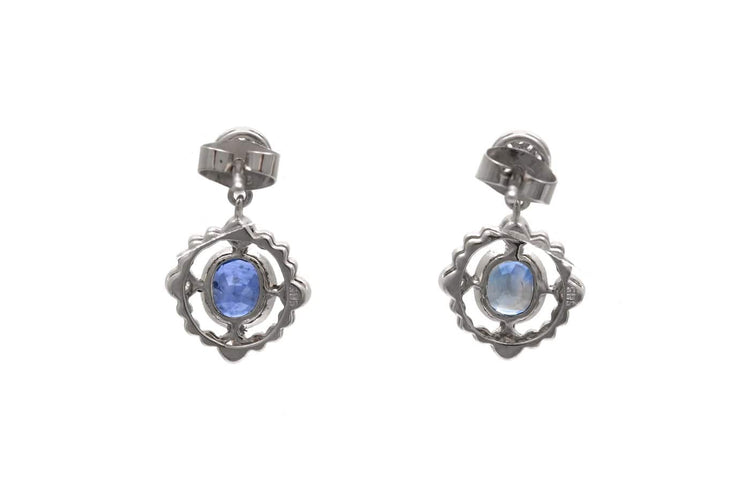 Boucles d'oreilles Boucles d'oreilles contemporaines en or blanc, saphirs et diamants 58 Facettes 23959