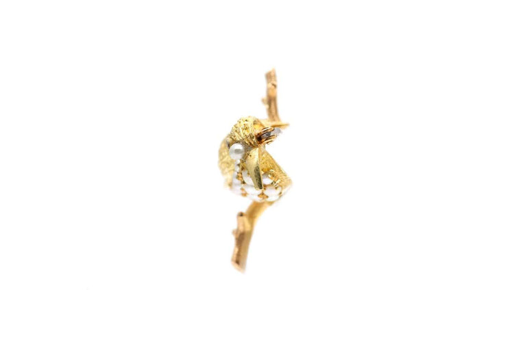Broche Broche Art Nouveau en or jaune 18 carats, perles et rubis 58 Facettes B931