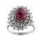Bague Bague en platine - Rubis cabochon et diamants 58 Facettes 27889
