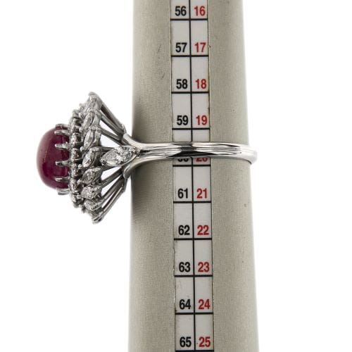 Bague Bague en platine - Rubis cabochon et diamants 58 Facettes 27889