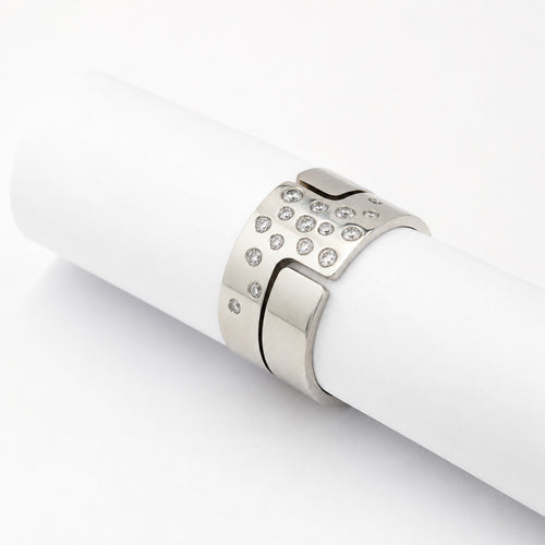 51 Dinh Van Seventies - Bague en or blanc et diamants 58 Facettes 37781