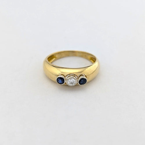 Bague 50 Bague trilogie en or jaune et blanc, diamant et saphirs 58 Facettes 37718