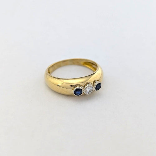 Bague 50 Bague trilogie en or jaune et blanc, diamant et saphirs 58 Facettes 37718