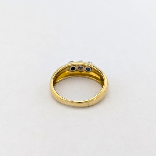 Bague 50 Bague trilogie en or jaune et blanc, diamant et saphirs 58 Facettes 37718