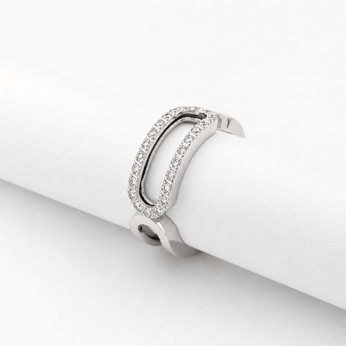 Bague 48 Bague graphique ajourée en or blanc et diamants 58 Facettes 36901
