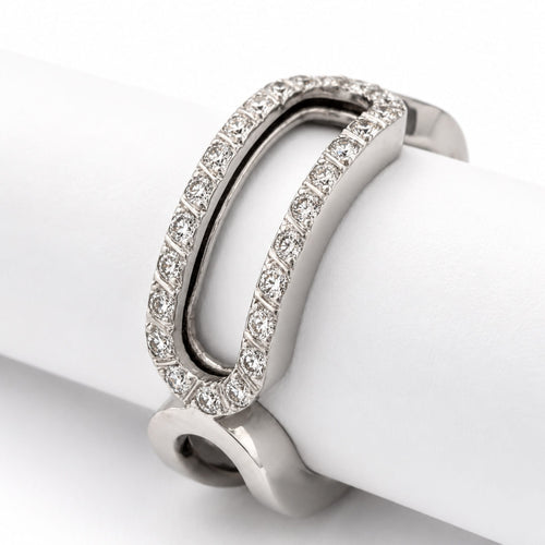 Bague 48 Bague graphique ajourée en or blanc et diamants 58 Facettes 36901