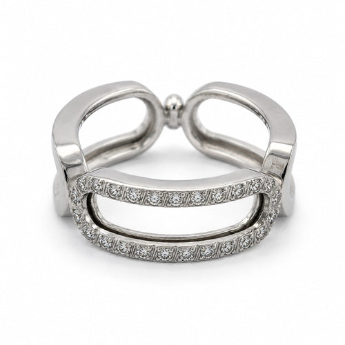 Bague 48 Bague graphique ajourée en or blanc et diamants 58 Facettes 36901