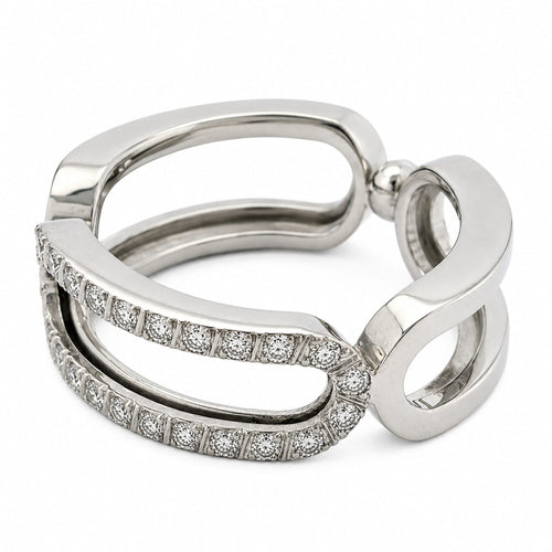 Bague 48 Bague graphique ajourée en or blanc et diamants 58 Facettes 36901
