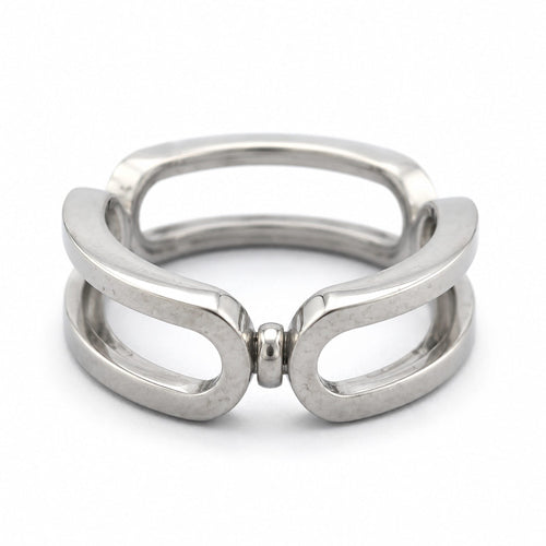 Bague 48 Bague graphique ajourée en or blanc et diamants 58 Facettes 36901