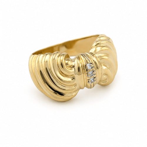 53 Bague nœud en or jaune et diamants 58 Facettes 36879
