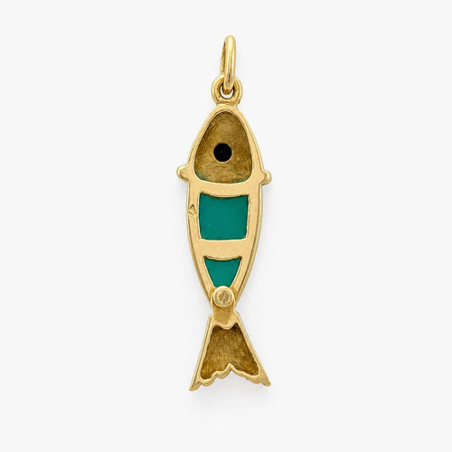 Pendentif poisson en or jaune, onyx et calcédoine 58 Facettes 36847
