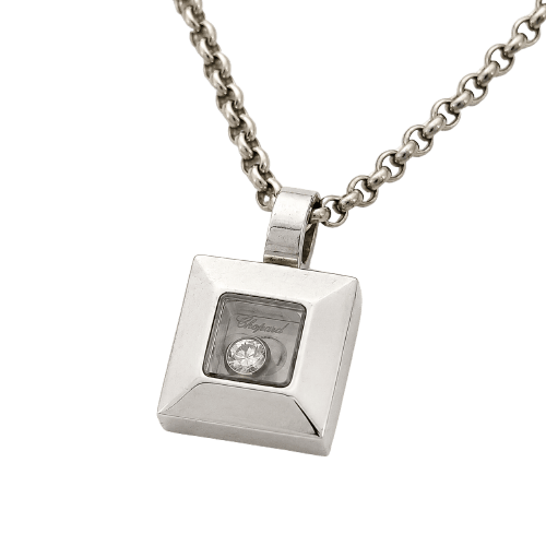 Chopard Happy Diamonds - Pendentif carré en or blanc et diamant 58 Facettes 36803