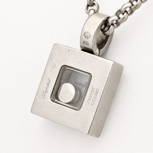 Chopard Happy Diamonds - Pendentif carré en or blanc et diamant 58 Facettes 36803