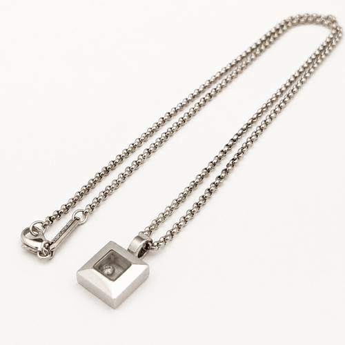 Chopard Happy Diamonds - Pendentif carré en or blanc et diamant 58 Facettes 36803
