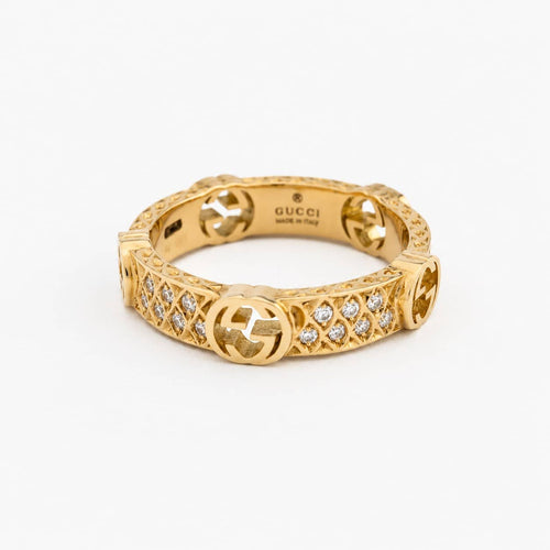 49 Gucci - Bague ajourée en or jaune et diamants 58 Facettes 36785